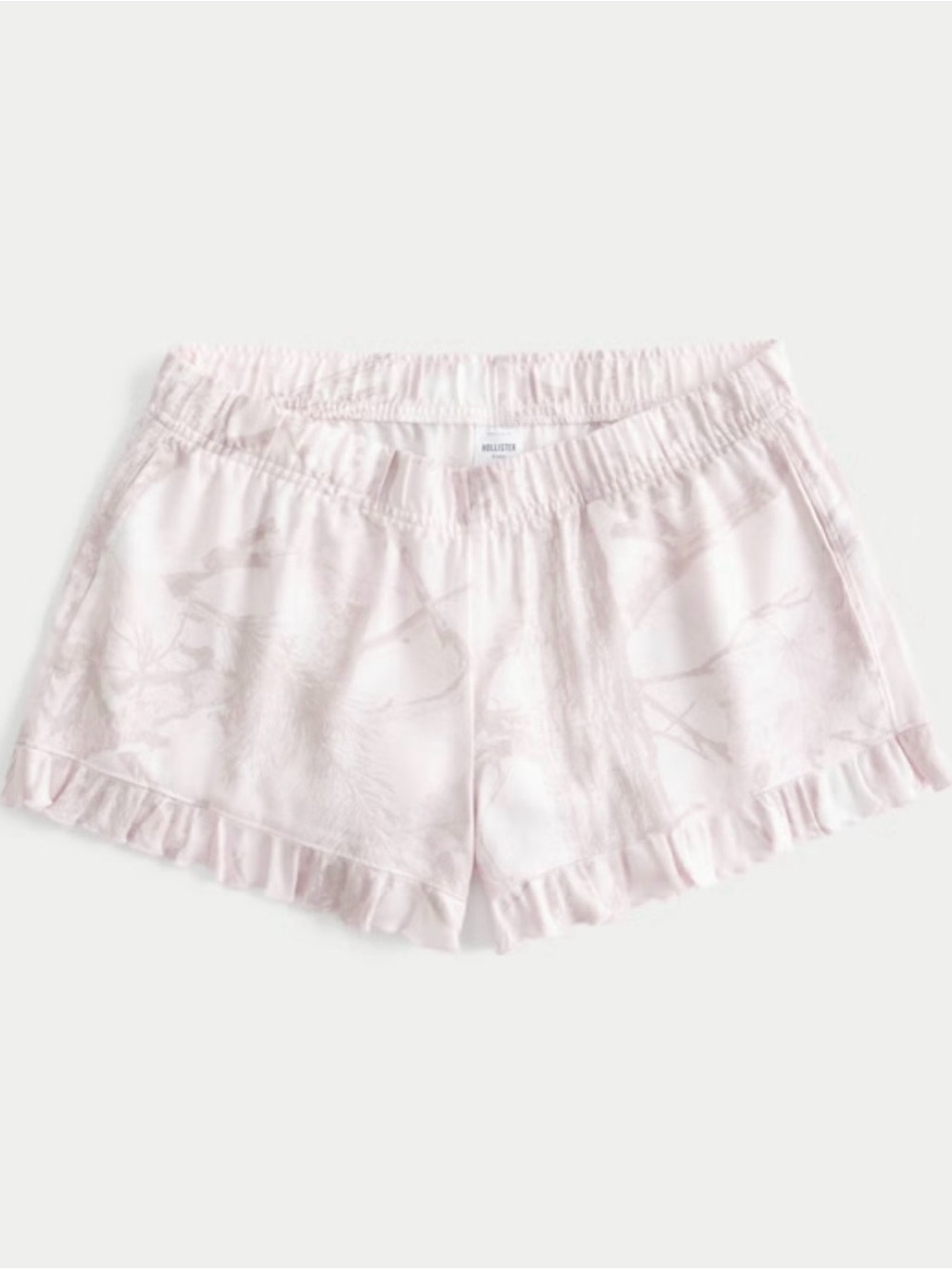 Hollister Light Lilac Camo Ruffle-Trim Sleep Shorts